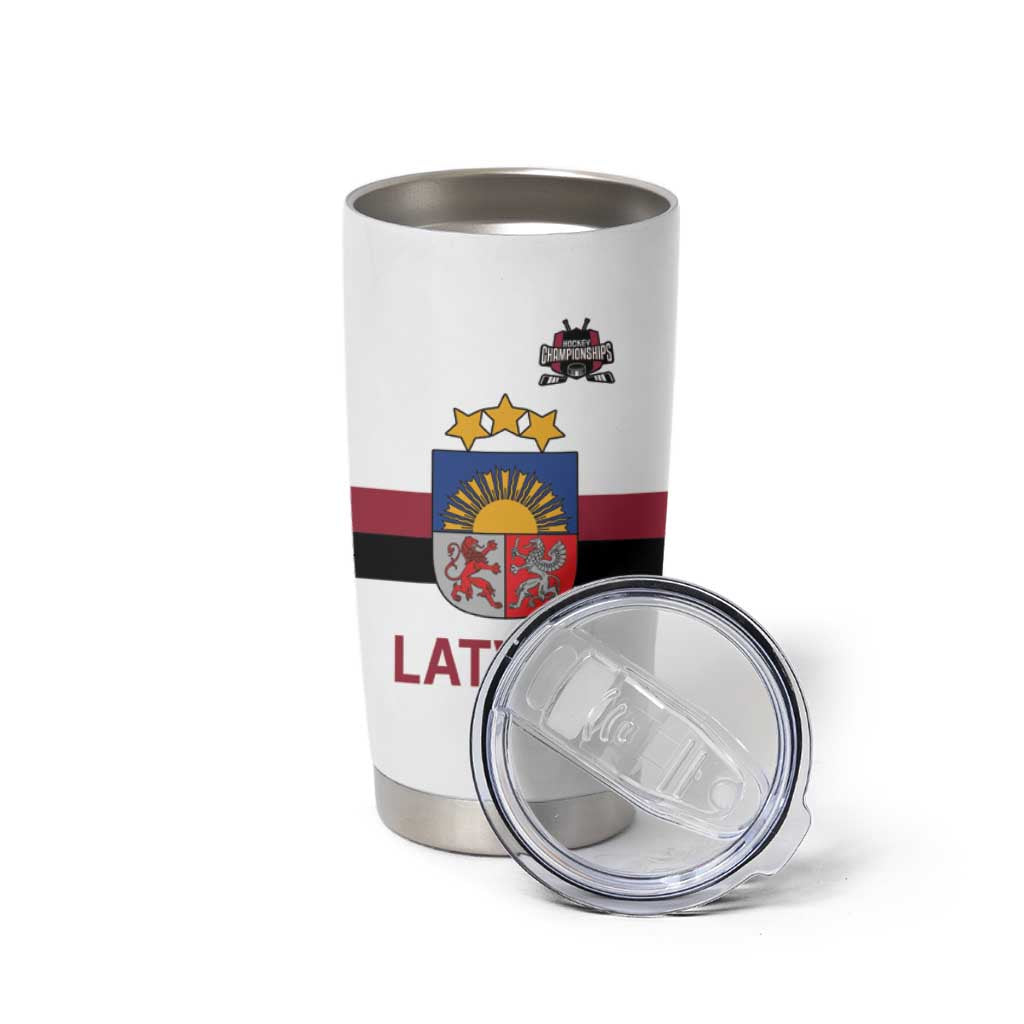 Custom Latvia Ice Hockey Champions Tumbler Cup Come on Latvija White style
