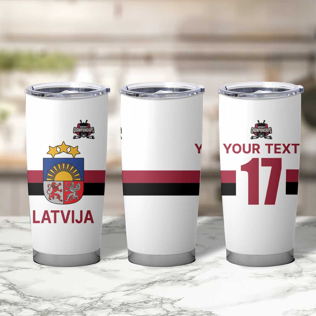 Custom Latvia Ice Hockey Champions Tumbler Cup Come on Latvija White style