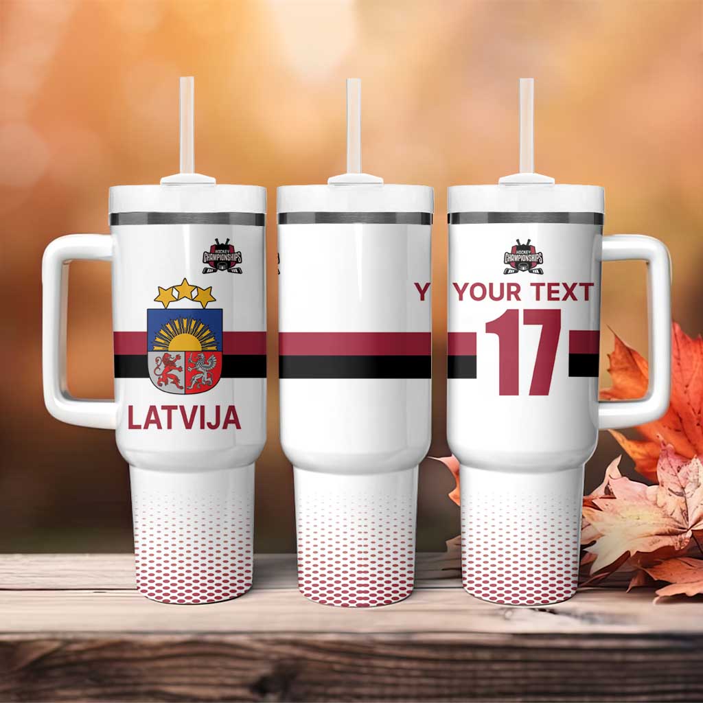 Custom Latvia Ice Hockey Champions Tumbler With Handle Come on Latvija White style
