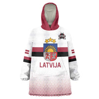 Custom Latvia Ice Hockey Champions Wearable Blanket Hoodie Come on Latvija White style