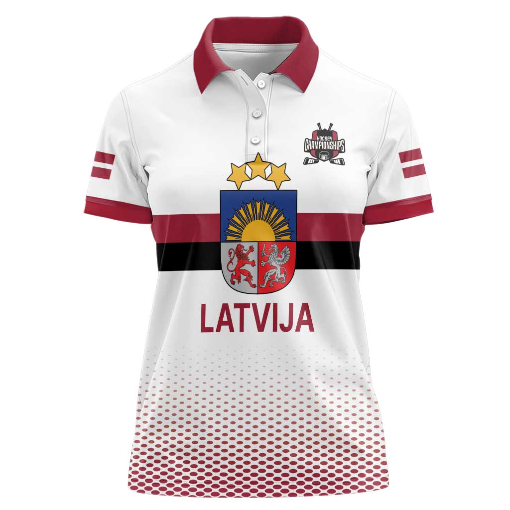 Custom Latvia Ice Hockey Champions Women Polo Shirt Come on Latvija White style