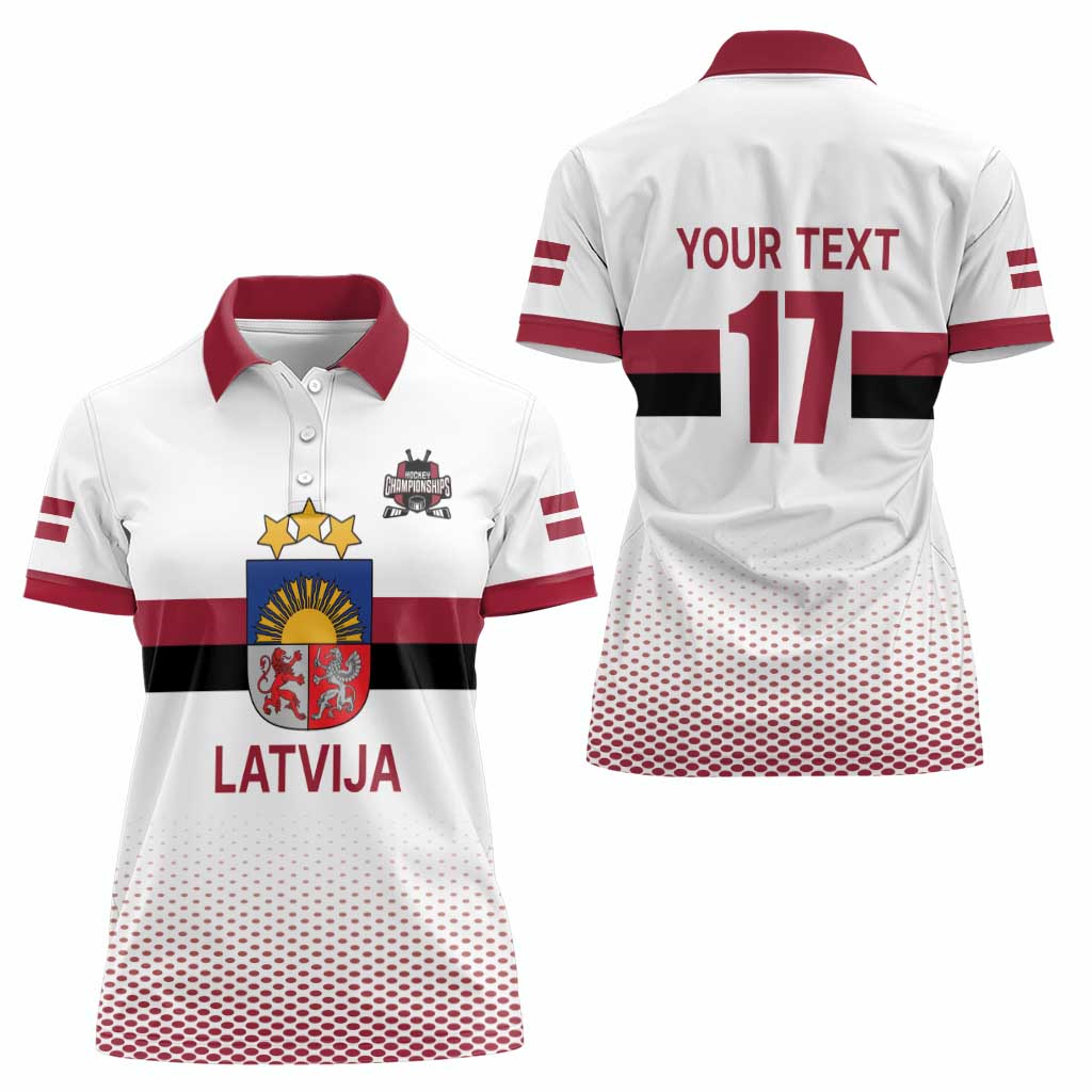 Custom Latvia Ice Hockey Champions Women Polo Shirt Come on Latvija White style