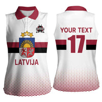 Custom Latvia Ice Hockey Champions Women Sleeveless Polo Shirt Come on Latvija White style