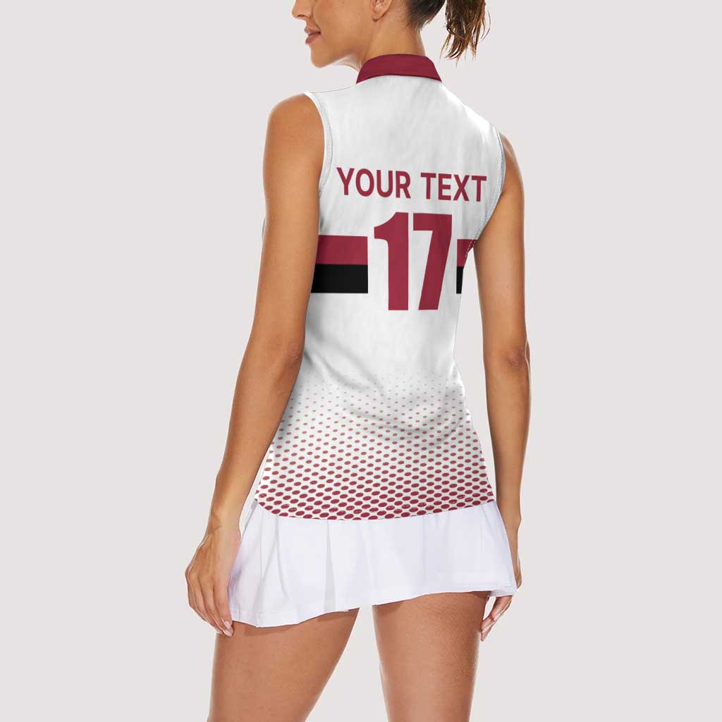 Custom Latvia Ice Hockey Champions Women Sleeveless Polo Shirt Come on Latvija White style