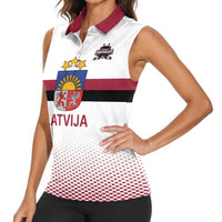 Custom Latvia Ice Hockey Champions Women Sleeveless Polo Shirt Come on Latvija White style