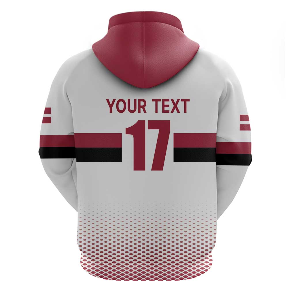 Custom Latvia Ice Hockey Champions Zip Hoodie Come on Latvija White style