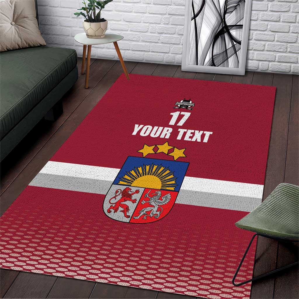 Custom Latvia Ice Hockey Champions Area Rug Come on Latvija Red style