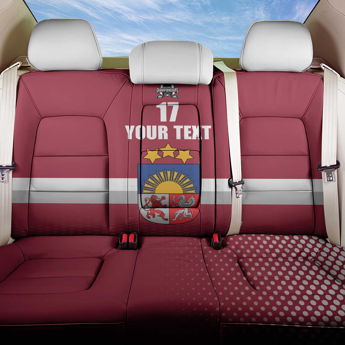 Custom Latvia Ice Hockey Champions Back Car Seat Cover Come on Latvija Red style