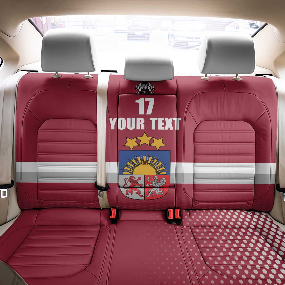 Custom Latvia Ice Hockey Champions Back Car Seat Cover Come on Latvija Red style