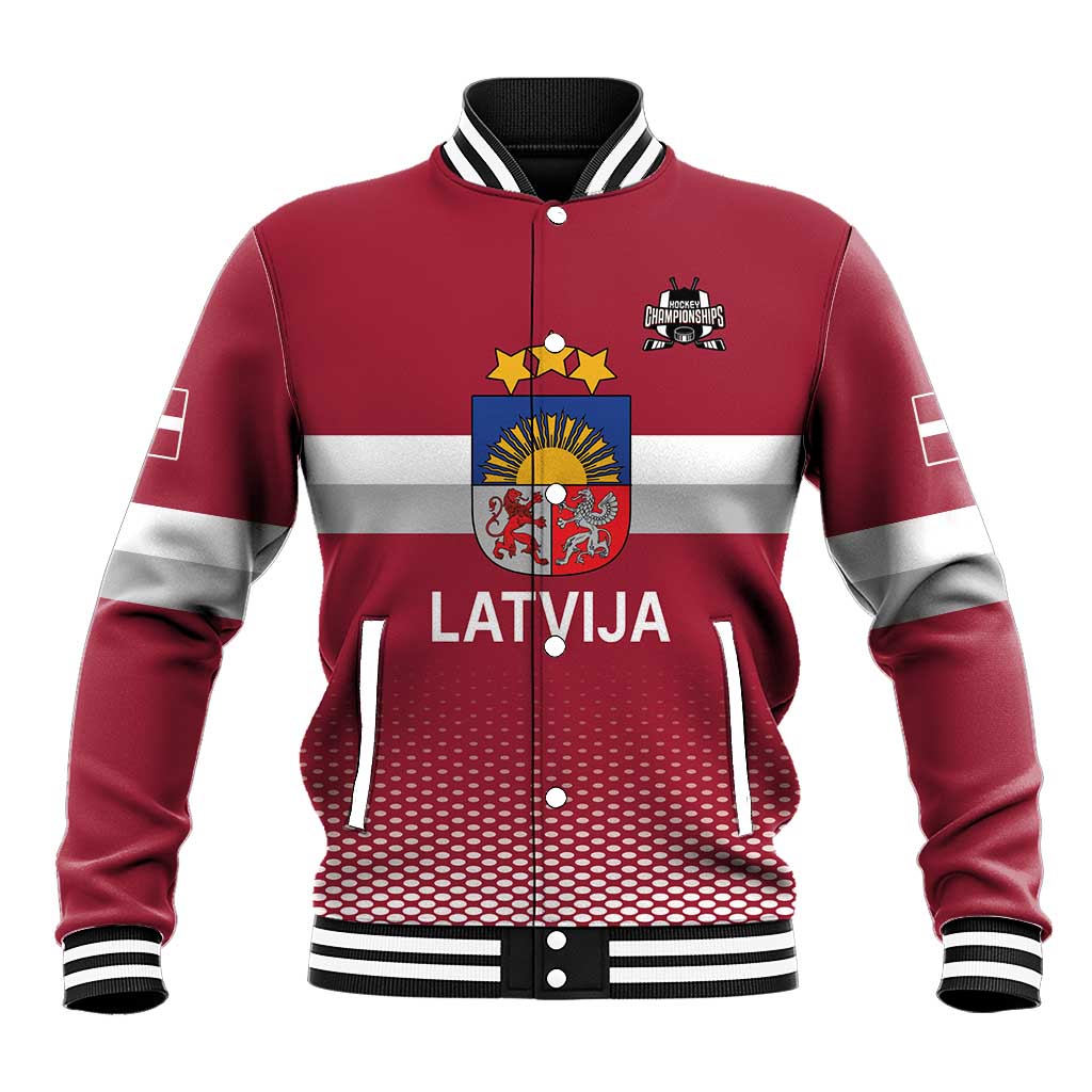 Custom Latvia Ice Hockey Champions Baseball Jacket Come on Latvija Red style