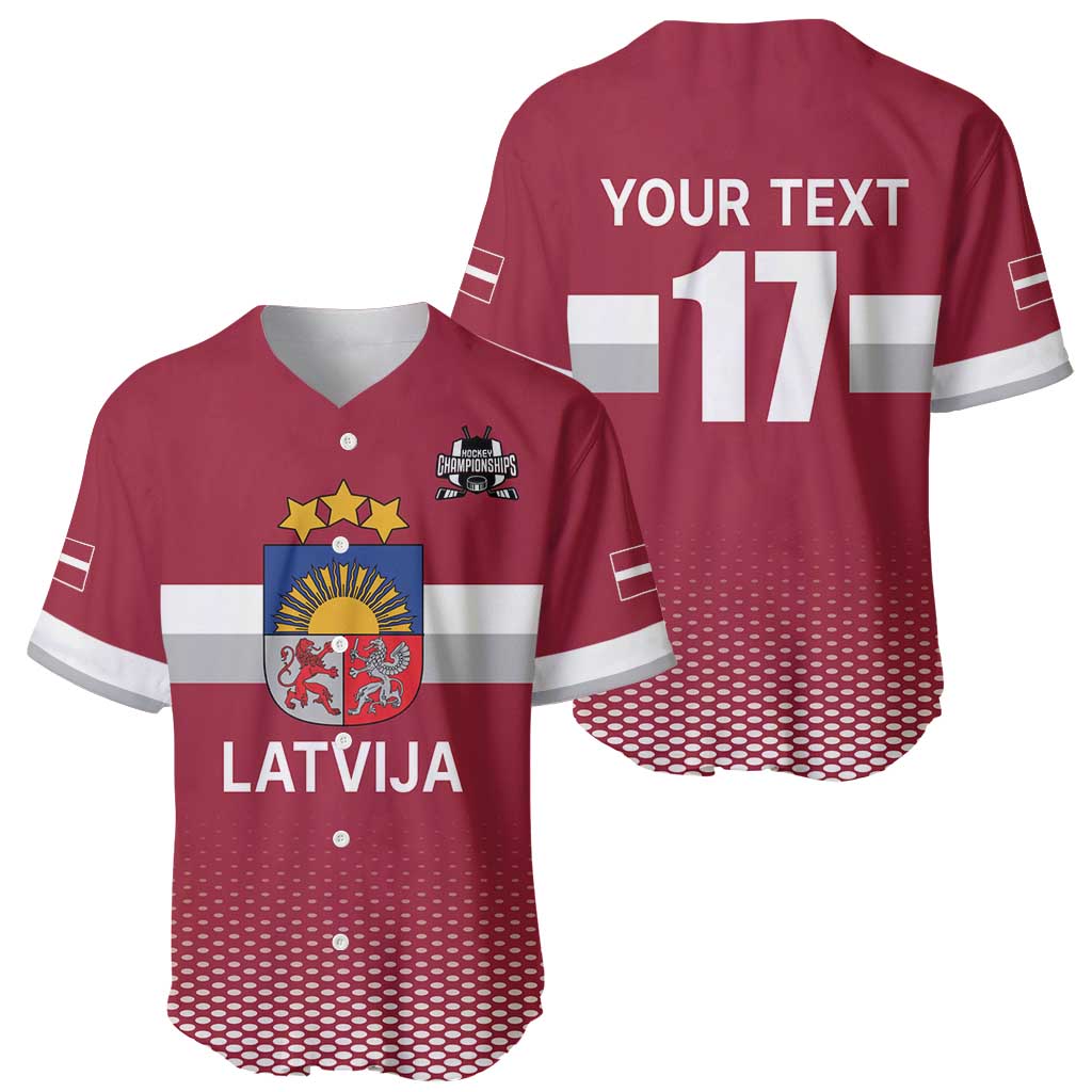 Custom Latvia Ice Hockey Champions Baseball Jersey Come on Latvija Red style