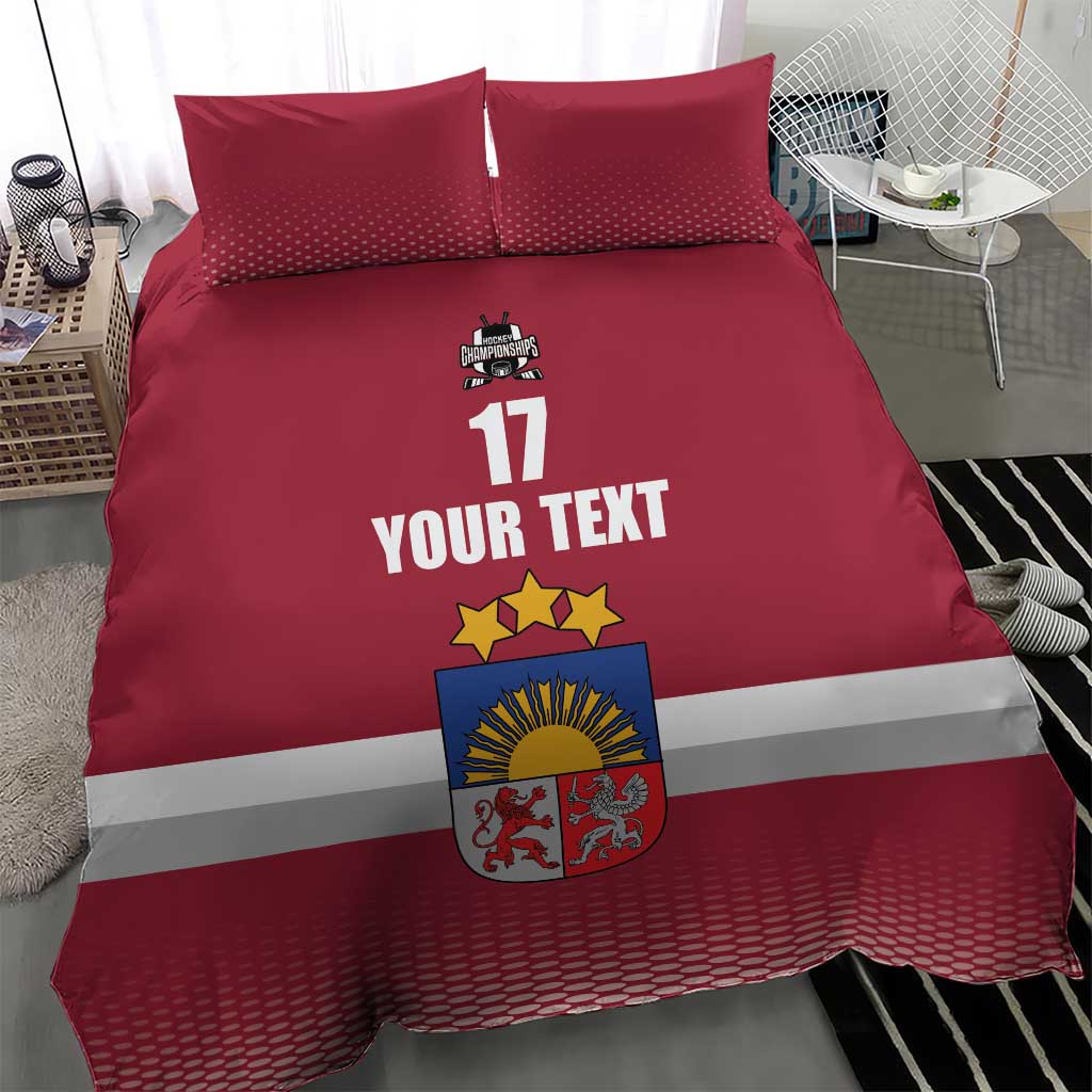 Custom Latvia Ice Hockey Champions Bedding Set Come on Latvija Red style