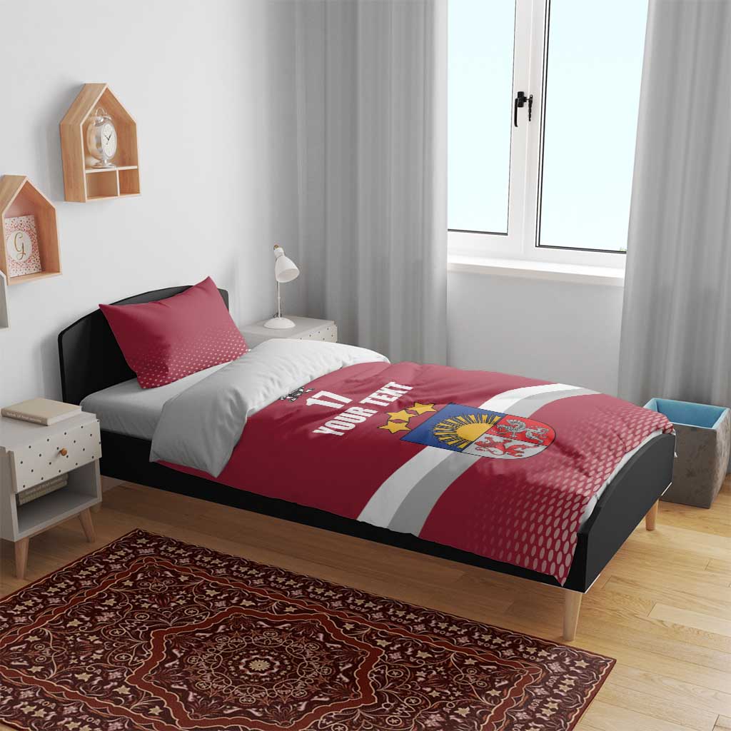Custom Latvia Ice Hockey Champions Bedding Set Come on Latvija Red style