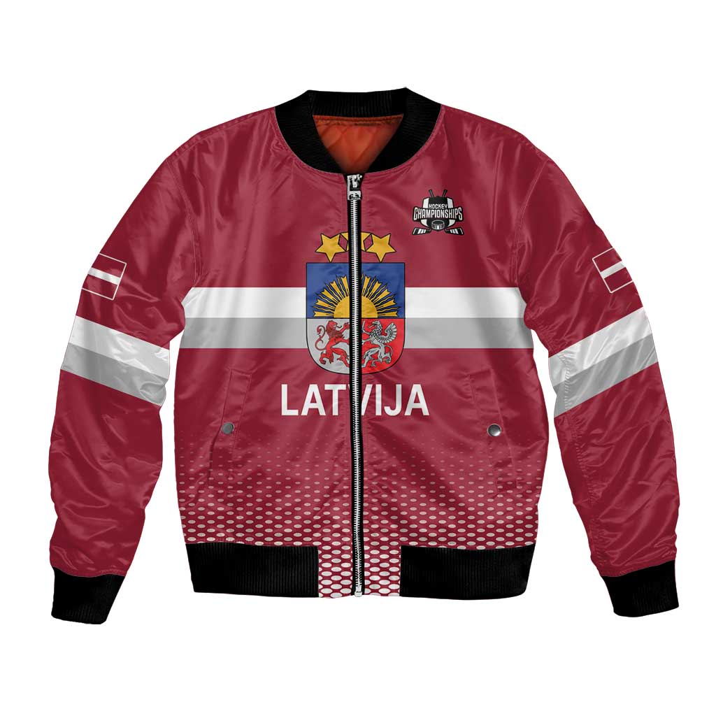 Custom Latvia Ice Hockey Champions Bomber Jacket Come on Latvija Red style