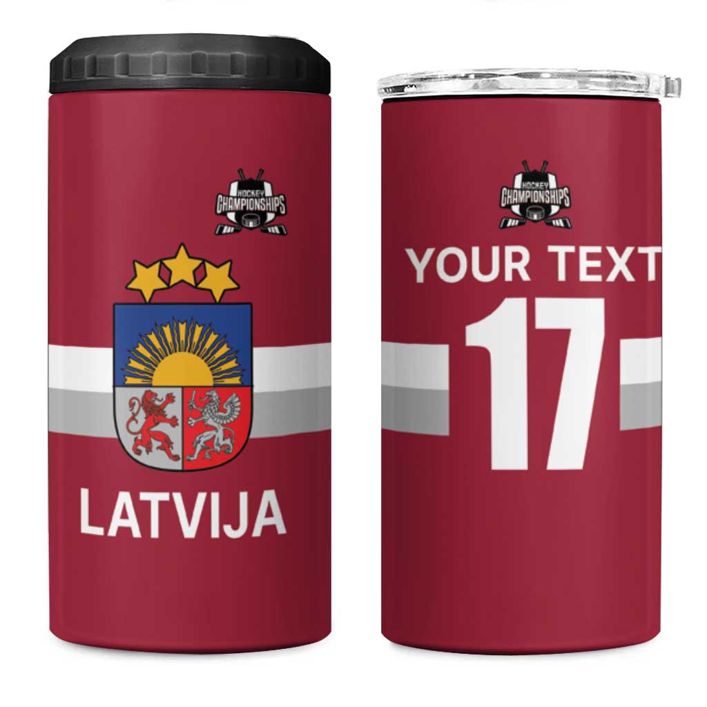 Custom Latvia Ice Hockey Champions 4 in 1 Can Cooler Tumbler Come on Latvija Red style