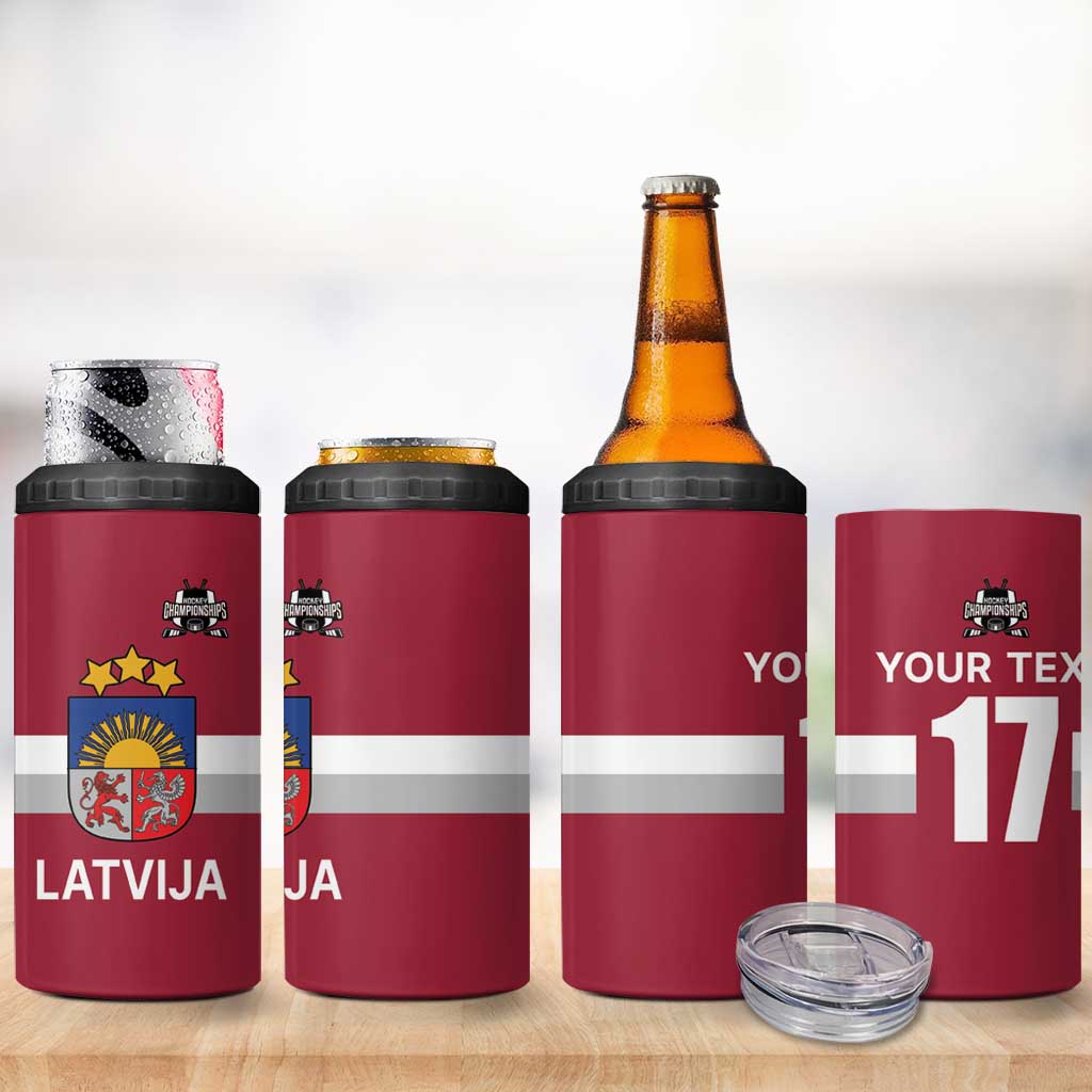 Custom Latvia Ice Hockey Champions 4 in 1 Can Cooler Tumbler Come on Latvija Red style