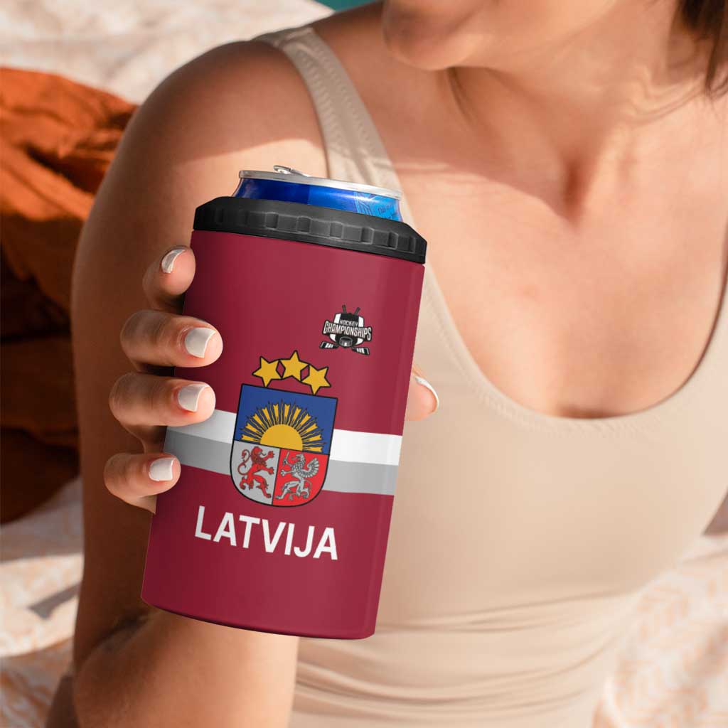Custom Latvia Ice Hockey Champions 4 in 1 Can Cooler Tumbler Come on Latvija Red style