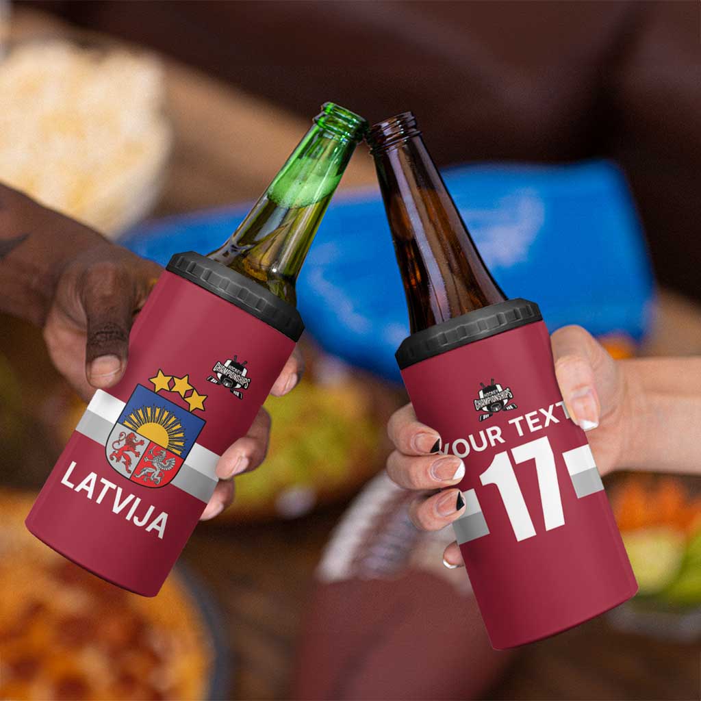 Custom Latvia Ice Hockey Champions 4 in 1 Can Cooler Tumbler Come on Latvija Red style
