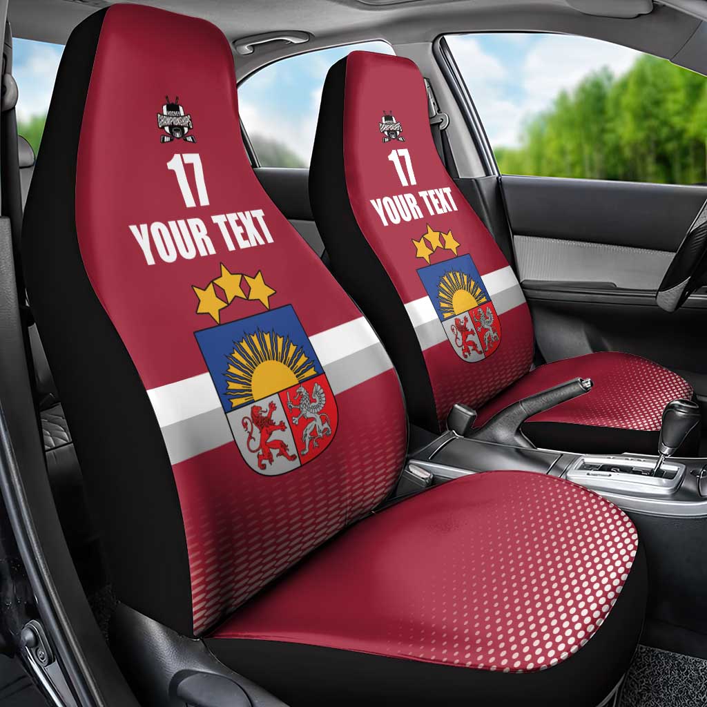 Custom Latvia Ice Hockey Champions Car Seat Cover Come on Latvija Red style