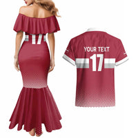 Custom Latvia Ice Hockey Champions Couples Matching Mermaid Dress and Hawaiian Shirt Come on Latvija Red style