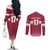 Custom Latvia Ice Hockey Champions Couples Matching Off The Shoulder Long Sleeve Dress and Long Sleeve Button Shirt Come on Latvija Red style