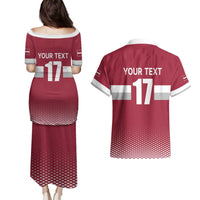 Custom Latvia Ice Hockey Champions Couples Matching Puletasi and Hawaiian Shirt Come on Latvija Red style