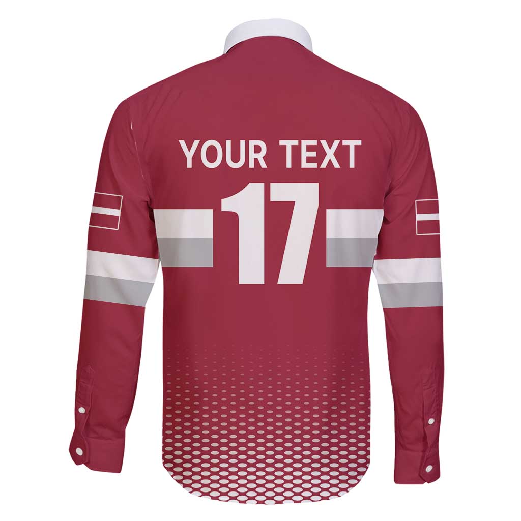 Custom Latvia Ice Hockey Champions Family Matching Long Sleeve Bodycon Dress and Hawaiian Shirt Come on Latvija Red style