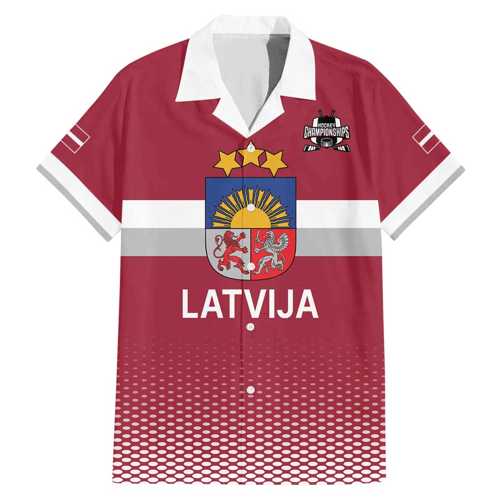 Custom Latvia Ice Hockey Champions Family Matching Mermaid Dress and Hawaiian Shirt Come on Latvija Red style