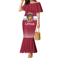 Custom Latvia Ice Hockey Champions Family Matching Mermaid Dress and Hawaiian Shirt Come on Latvija Red style