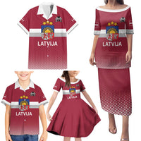 Custom Latvia Ice Hockey Champions Family Matching Puletasi and Hawaiian Shirt Come on Latvija Red style