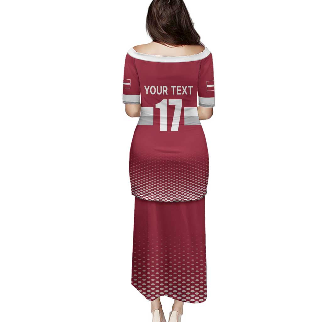 Custom Latvia Ice Hockey Champions Family Matching Puletasi and Hawaiian Shirt Come on Latvija Red style