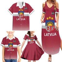 Custom Latvia Ice Hockey Champions Family Matching Summer Maxi Dress and Hawaiian Shirt Come on Latvija Red style