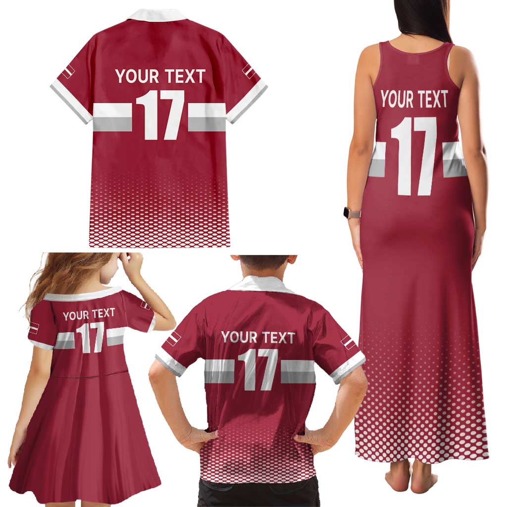 Custom Latvia Ice Hockey Champions Family Matching Tank Maxi Dress and Hawaiian Shirt Come on Latvija Red style
