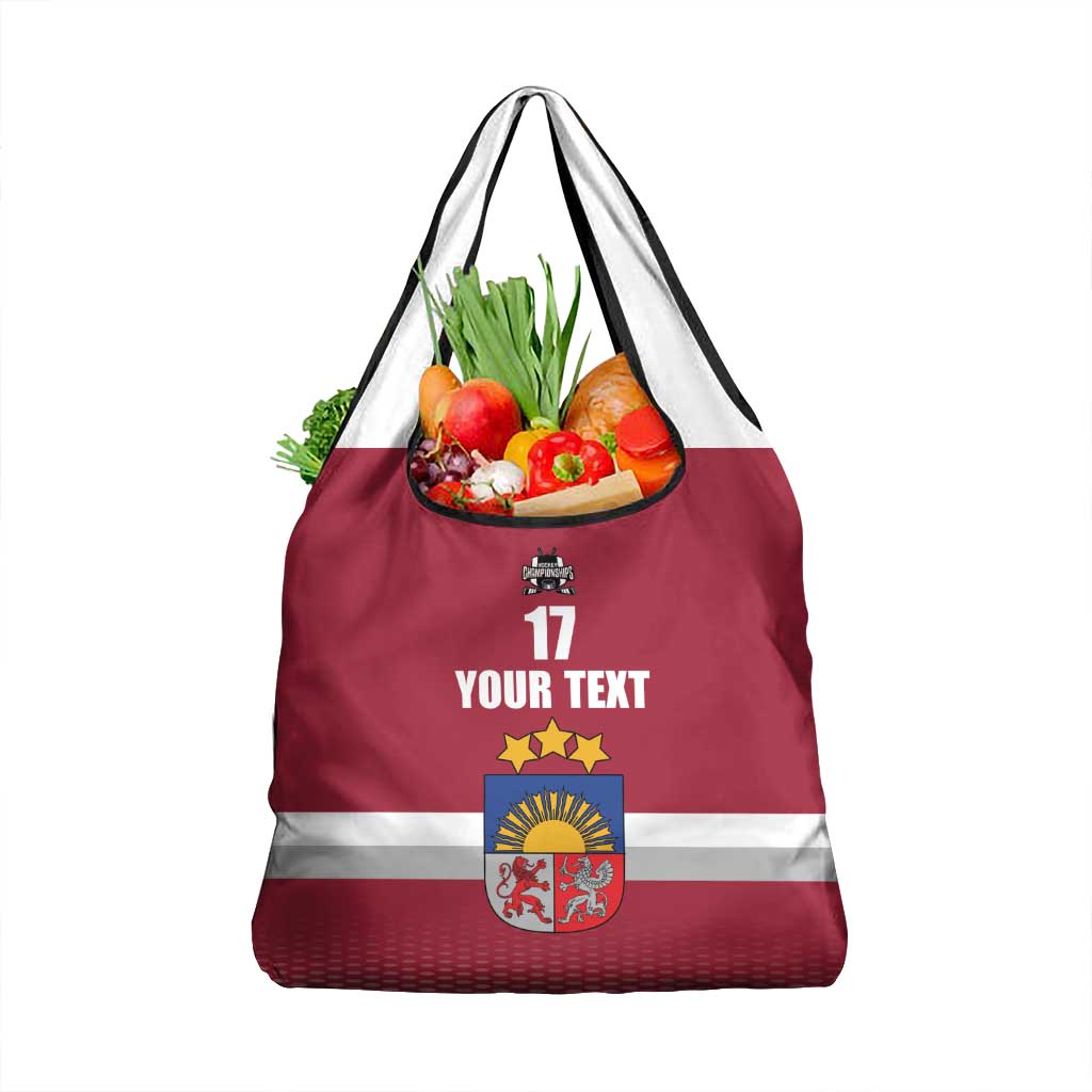 Custom Latvia Ice Hockey Champions Grocery Bag Come on Latvija Red style