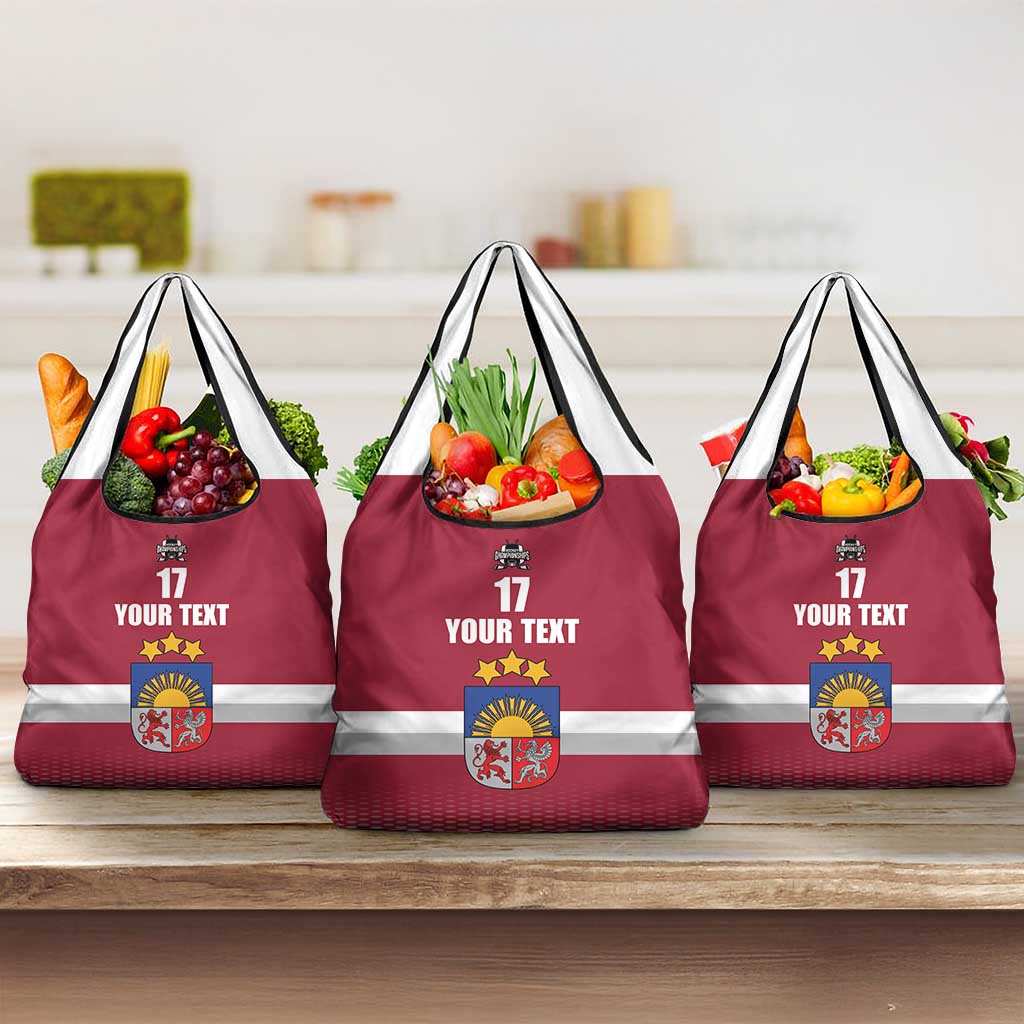 Custom Latvia Ice Hockey Champions Grocery Bag Come on Latvija Red style