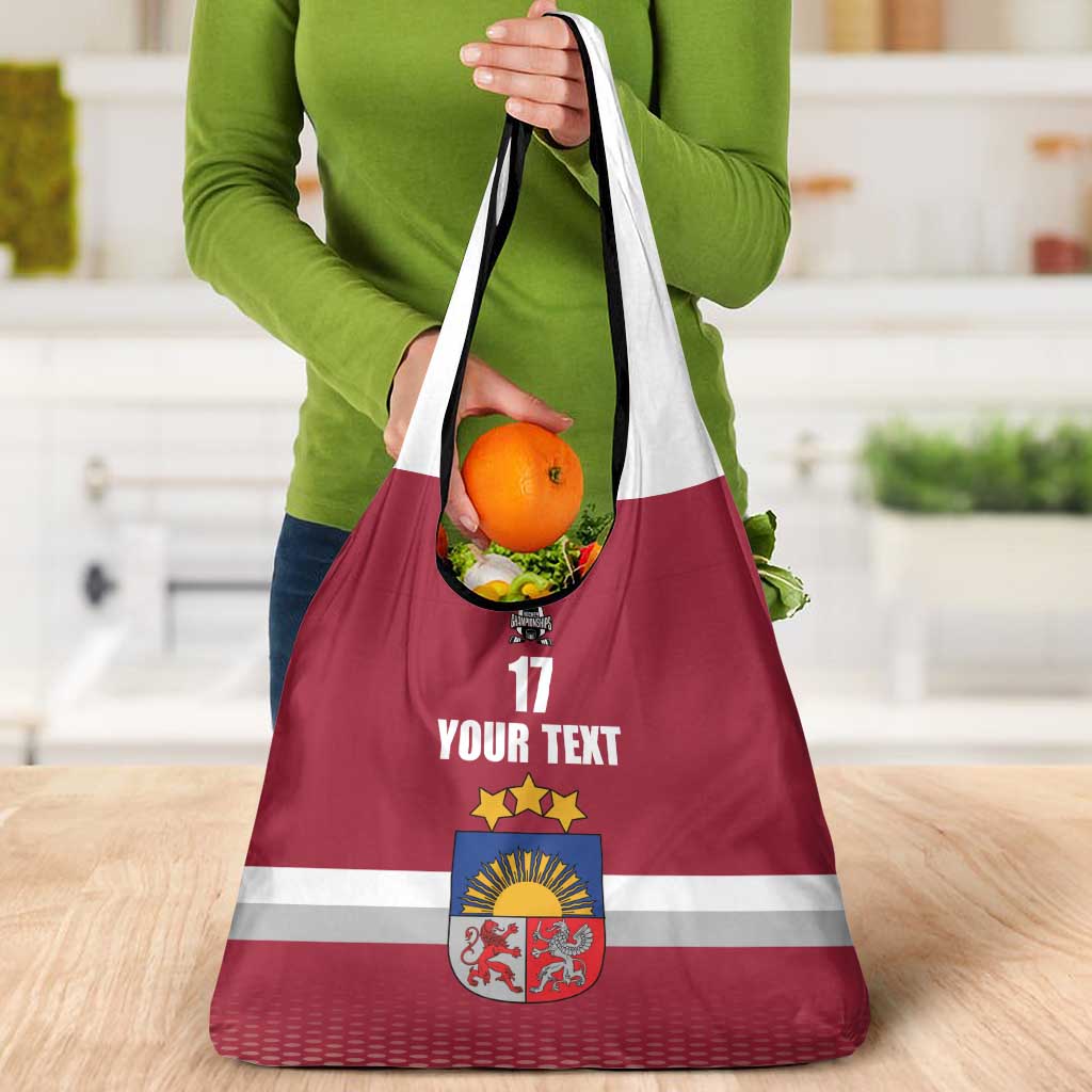 Custom Latvia Ice Hockey Champions Grocery Bag Come on Latvija Red style