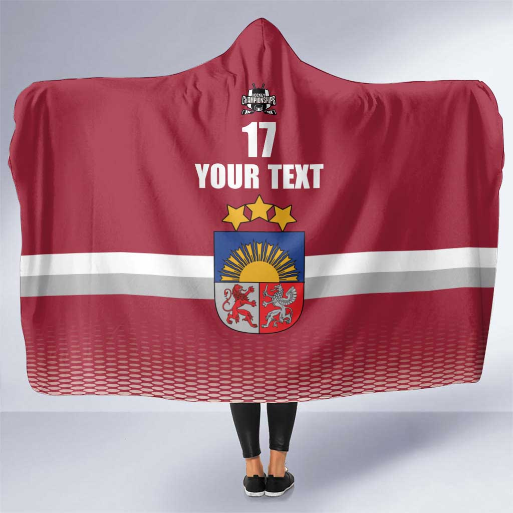 Custom Latvia Ice Hockey Champions Hooded Blanket Come on Latvija Red style