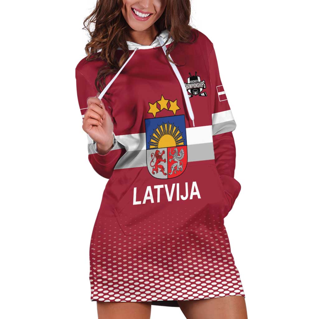 Custom Latvia Ice Hockey Champions Hoodie Dress Come on Latvija Red style