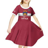 Custom Latvia Ice Hockey Champions Kid Short Sleeve Dress Come on Latvija Red style