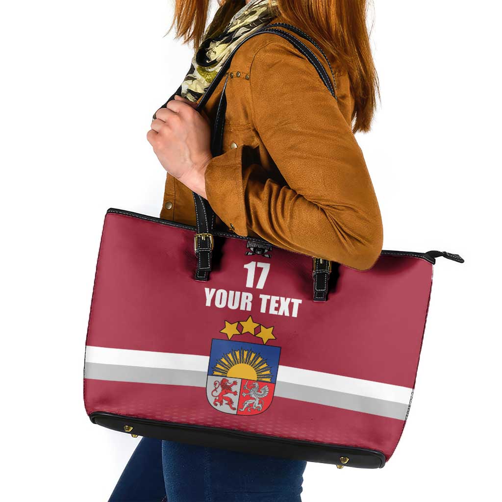 Custom Latvia Ice Hockey Champions Leather Tote Bag Come on Latvija Red style