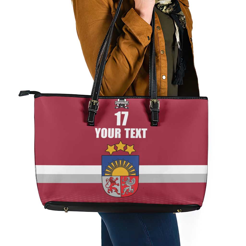 Custom Latvia Ice Hockey Champions Leather Tote Bag Come on Latvija Red style