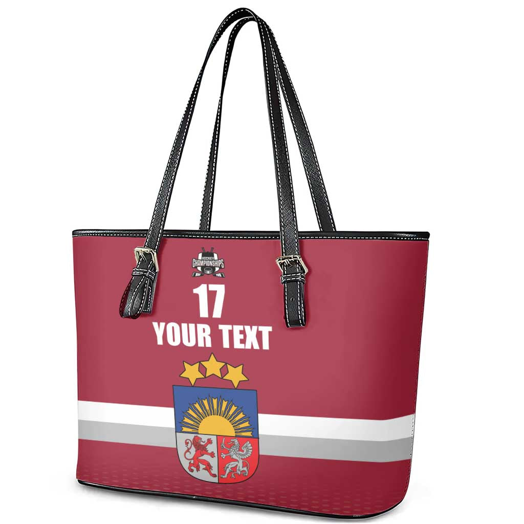 Custom Latvia Ice Hockey Champions Leather Tote Bag Come on Latvija Red style