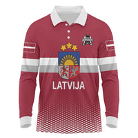Custom Latvia Ice Hockey Champions Long Sleeve Polo Shirt Come on Latvija Red style