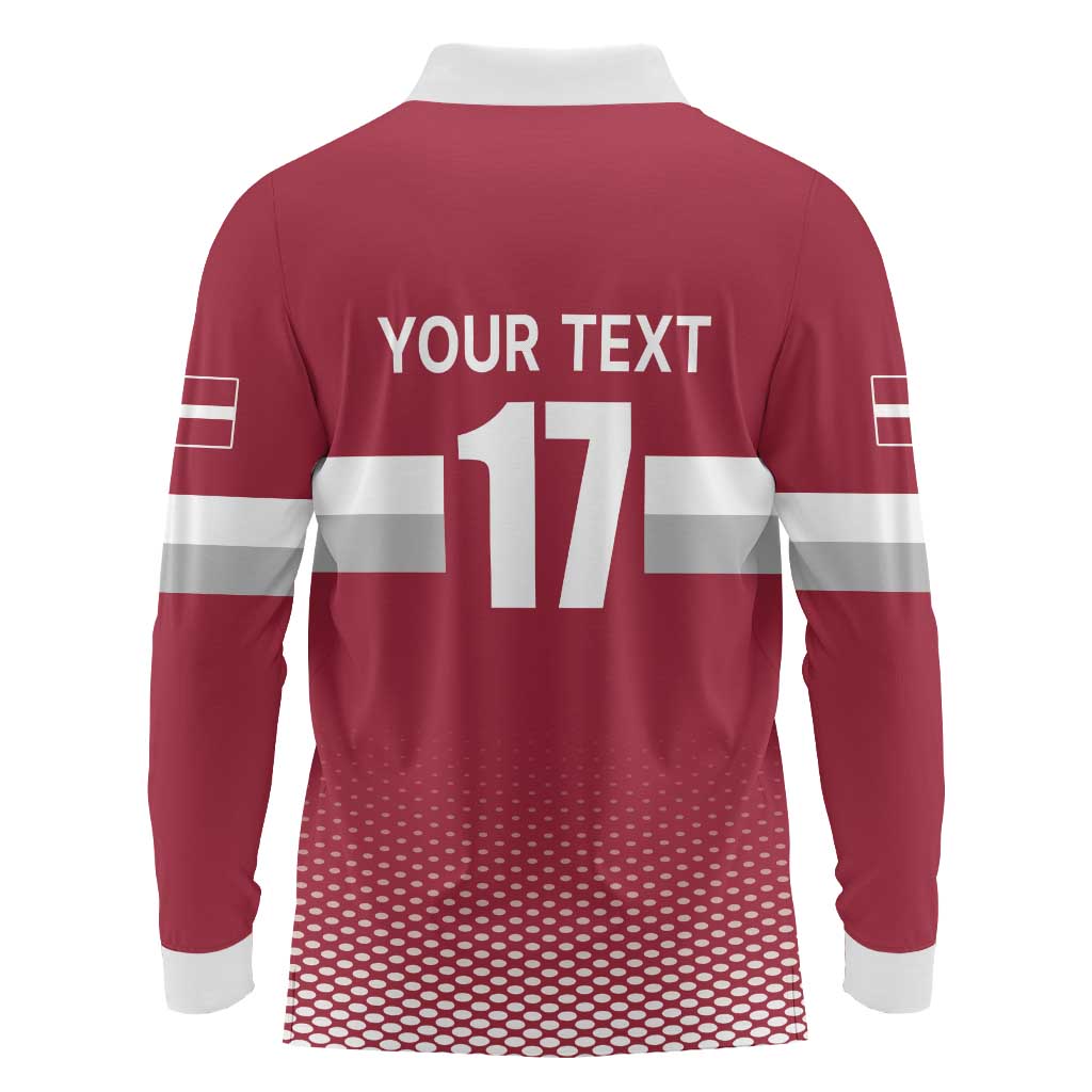 Custom Latvia Ice Hockey Champions Long Sleeve Polo Shirt Come on Latvija Red style