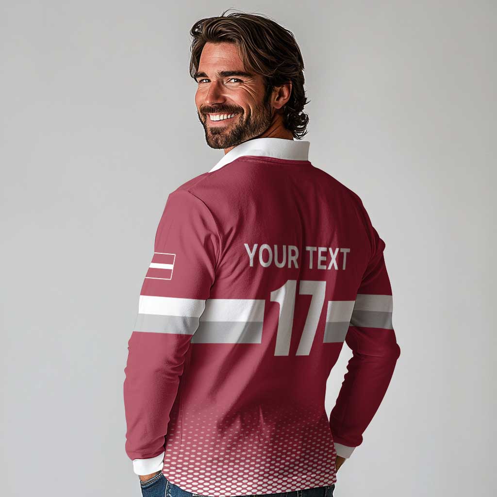 Custom Latvia Ice Hockey Champions Long Sleeve Polo Shirt Come on Latvija Red style