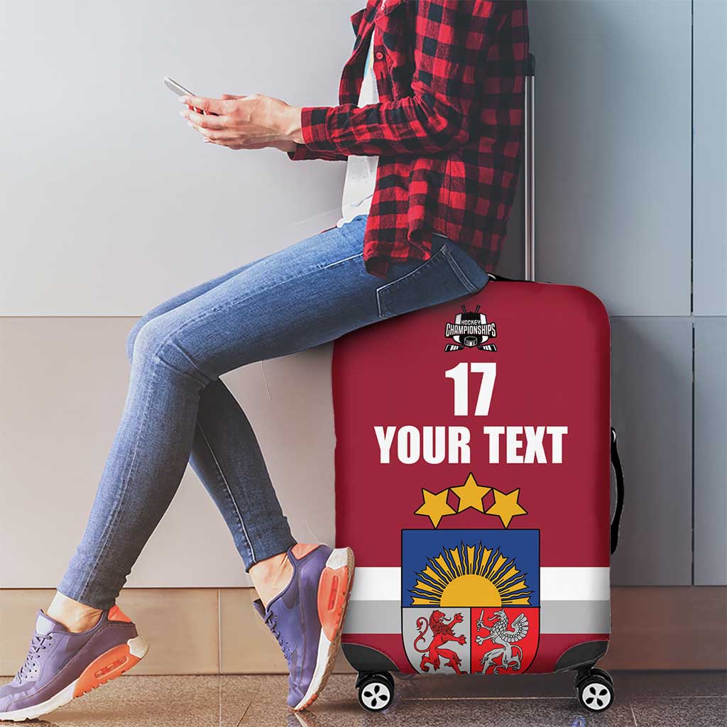 Custom Latvia Ice Hockey Champions Luggage Cover Come on Latvija Red style
