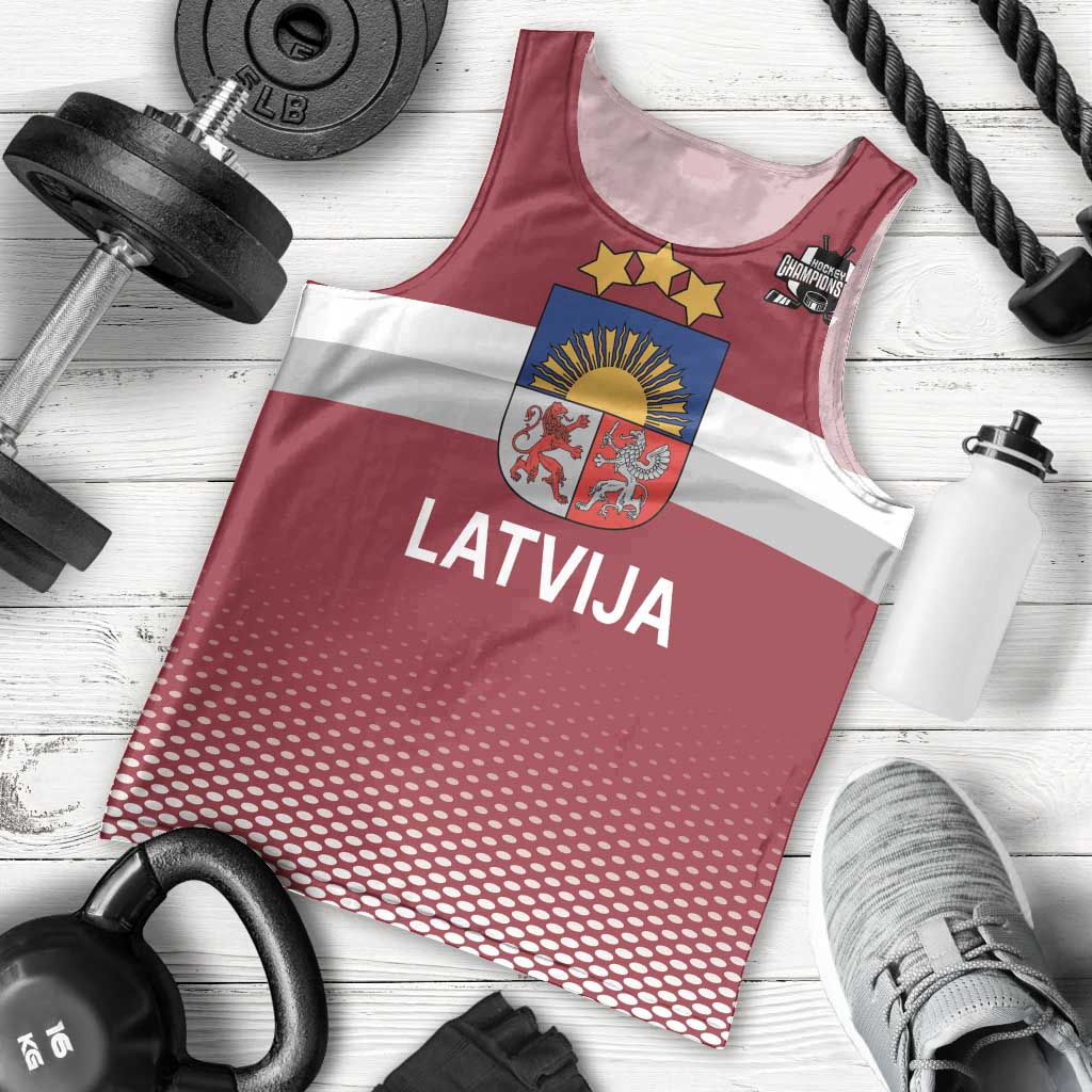 Custom Latvia Ice Hockey Champions Men Tank Top Come on Latvija Red style