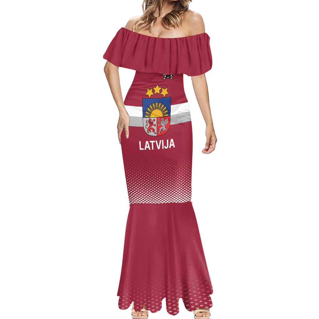 Custom Latvia Ice Hockey Champions Mermaid Dress Come on Latvija Red style
