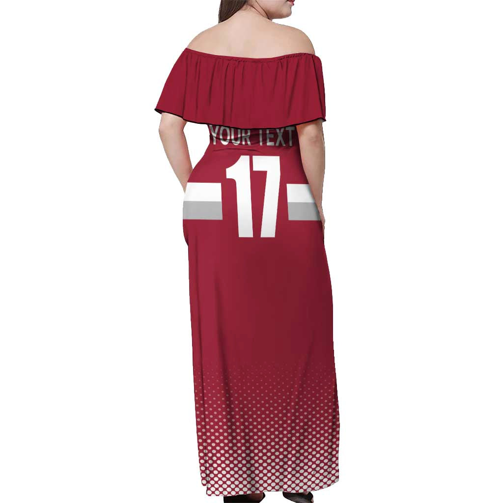 Custom Latvia Ice Hockey Champions Off Shoulder Maxi Dress Come on Latvija Red style