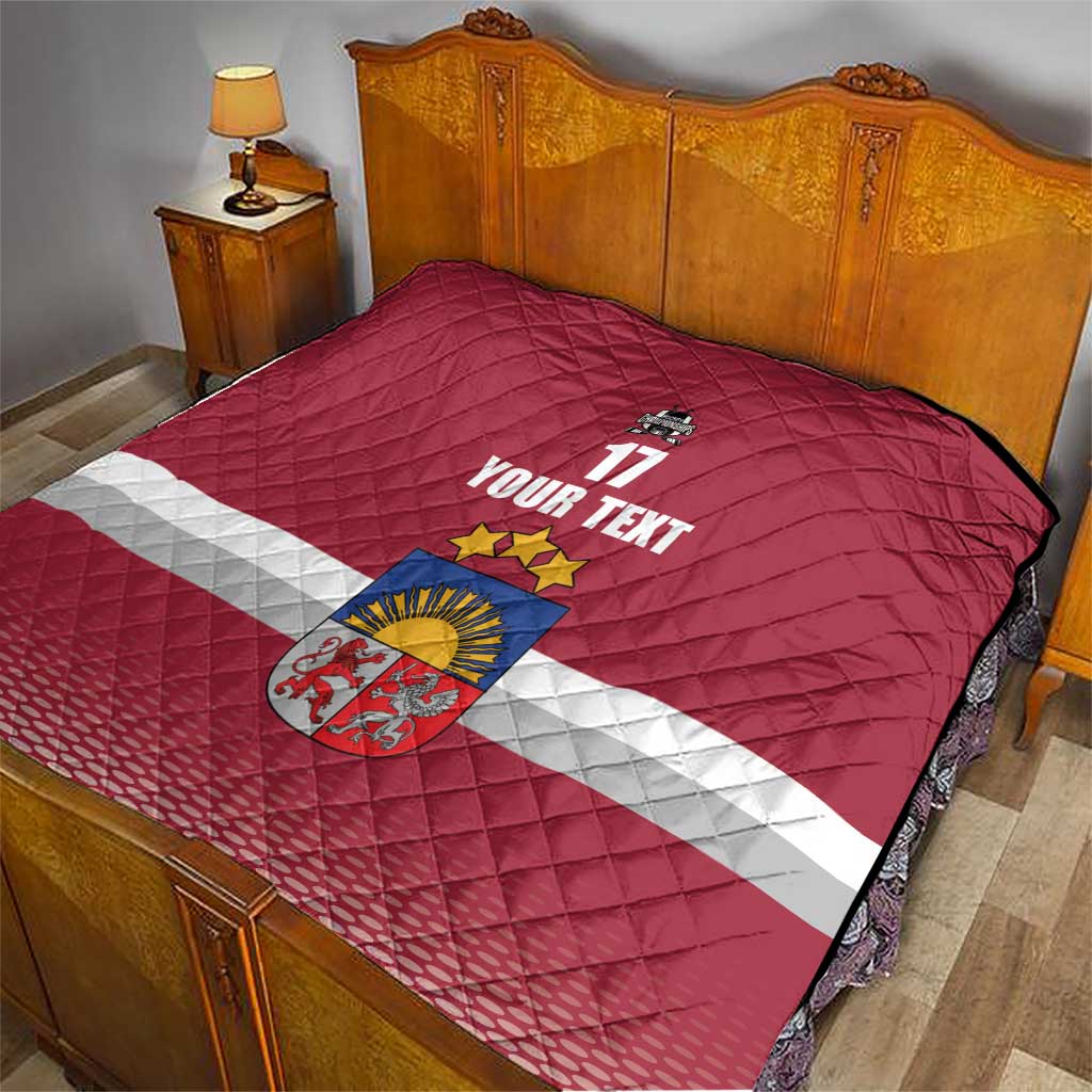 Custom Latvia Ice Hockey Champions Quilt Come on Latvija Red style